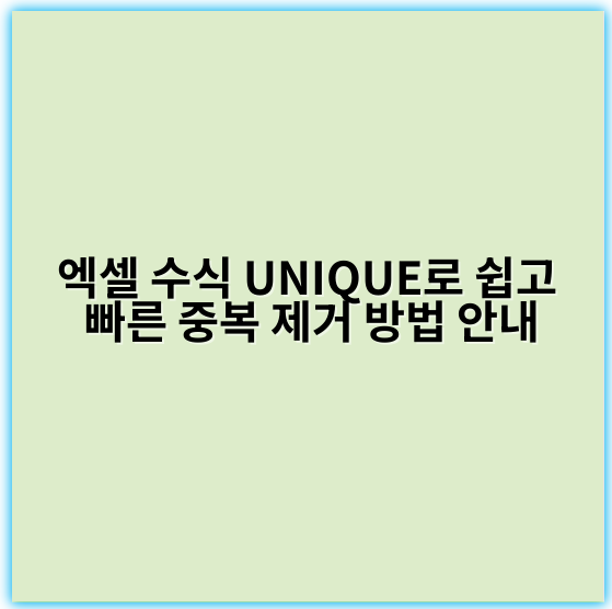 엑셀 수식 UNIQUE로 쉽고 빠른 중복 제거 방법 안내 - 중복 제거