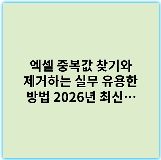 엑셀 중복값 찾기와 제거하는 실무 유용한 방법 2026년 최신팁 - 중복값 제거