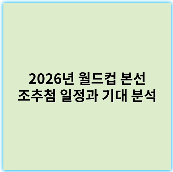 2026년 월드컵 본선 조추첨 일정과 기대 분석 - 핵심 키워드: **포트컵**