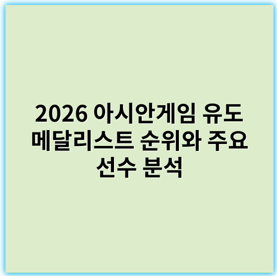2026 아시안게임 유도 메달리스트 순위와 주요 선수 분석 - 메달리스트